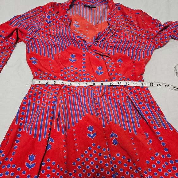Modcloth Women's Red Pleasant Confidence Tie-Neck Dress Size 8 - Picture 7 of 10